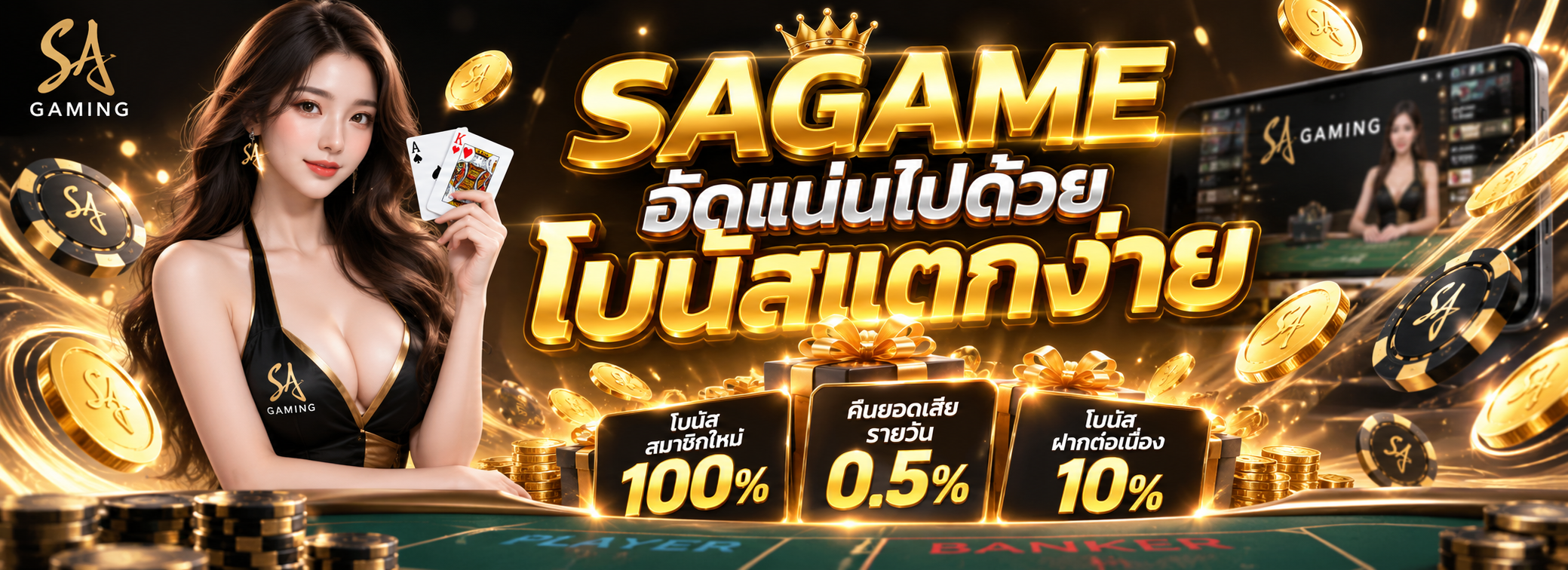 SAGAME อัดแน่นโปรโมชั่นมาพร้อมกับโบนัสที่แตกง่าย